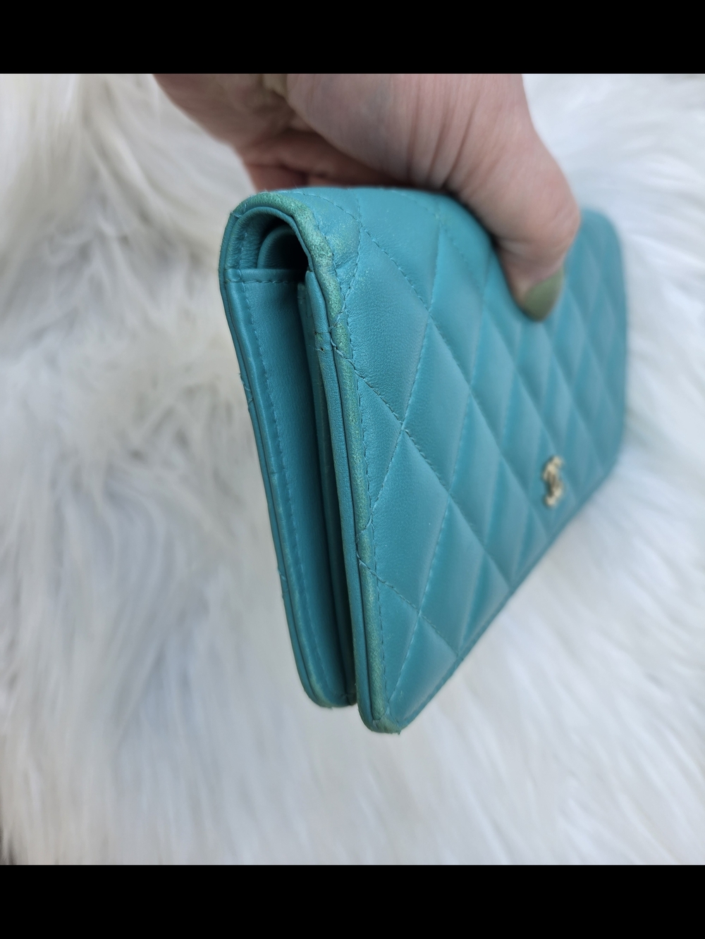 Chanel Quilted Calfskin Leather Flap Wallet Turquoise - Picture 8 of 12